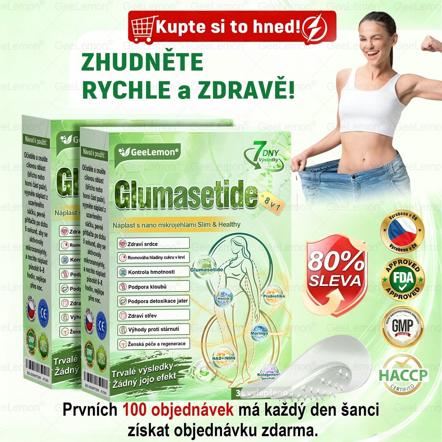Oficiální prodejna BENU | 🎁 𝐆𝐞𝑒𝑙𝑒𝐦𝐨𝐧® Glum𝐚𝐬𝐞tide 8 v 1 – Zeštíhlující nano mikrojihlový náplast 🇨🇿 Jen 1× denně ✅ Viditelné změny za 7 dní – na obezitu, kardiovaskulární zdraví, diabetes a kloubní problémy