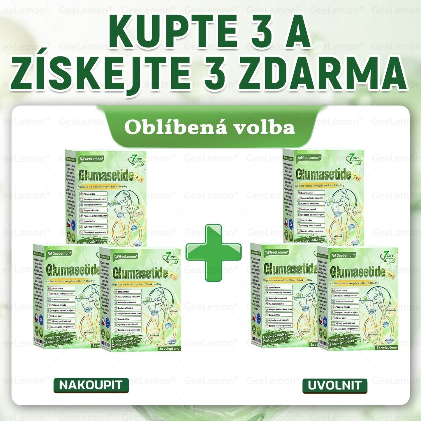 Oficiální prodejna BENU | 🎁 𝐆𝐞𝑒𝑙𝑒𝐦𝐨𝐧® Glum𝐚𝐬𝐞tide 8 v 1 – Zeštíhlující nano mikrojihlový náplast 🇨🇿 Jen 1× denně ✅ Viditelné změny za 7 dní – na obezitu, kardiovaskulární zdraví, diabetes a kloubní problémy